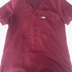 Figs V-Neck Scrub set in Burgundy Wine